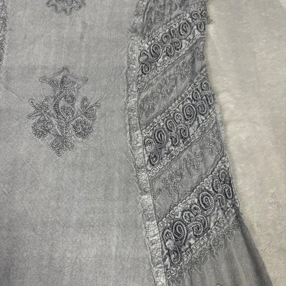 Magic One Size - S Rayon Embroidered Maxi Dress Sleeveless Gray Bohemian‎ Casual - Picture 10 of 14